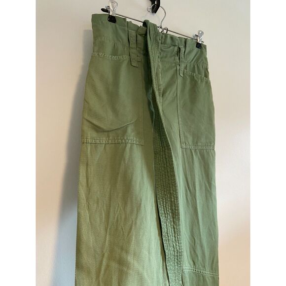 A.L.C Women's Green Textured Pocketed High Waisted Straight leg Cargo - Picture 8 of 8
